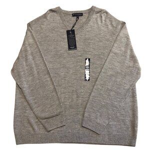 Hart Schaffner Marx Mens V-Neck Sweater Gray‎ Extra Fine Merino Wool XXL NWT